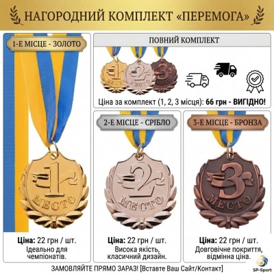Медаль спортивная BEST d-5см C-4843 место 1-золото, 2-серебро, 3-бронза (металл, d-5см, 25g, на ленте)