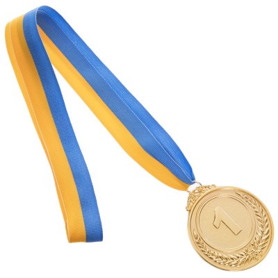 Медаль спортивная с лентой FAME d-6,5см C-3968  (металл, d-6,5см, 35g золото, серебро, бронза)
