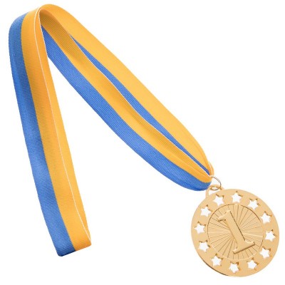 Спортивные медали WIN d-6, 5 см с лентой. Материал металл.