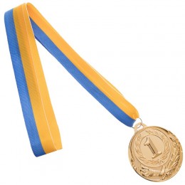 Медаль спортивная с лентой ZING d-6,5см C-4329 (C-4329(1)) 1-золото, 2-серебро, 3-бронза (металл, 38g)