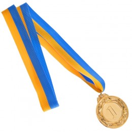 Медаль спортивная с лентой GLORY d-4,5см C-3969 (металл, d-4,5см, 30g золото, серебро, бронза)