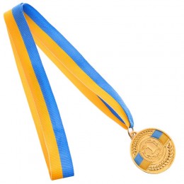 Медаль спортивная с лентой UKRAINE d-5см C-6865 (металл, d-5см, 20g, 1-золото, 2-серебро, 3-бронза)