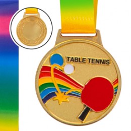 Медаль спортивная с лентой цветная d-6,5см Настольный теннис C-0341 TABLE TENNIS (металл, 38g золото, серебро, бронза)