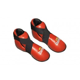 Футы для кикбоксинга, тхэквондо кожаные MATSA MA-1815L-R (р-р L-XXL (р-р 40-45), красный, крепл. резина)