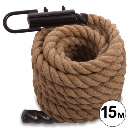 Канат для кроссфита COMBAT BATTLE ROPE FI-0909-15 (сизаль, ручки:винил, l-15м,d-3,8см)