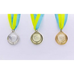 Медаль спортивная FAME d-5см пластик C-3042 место 1-золото, 2-серебро, 3-бронза (10g, на ленте)