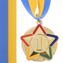 Медаль спортивная с лентой цветная STAR C-3177