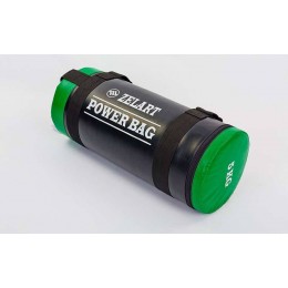 Мешок для кроссфита и фитнеса FI-5050A-5 Power Bag (PVC, нейлон, вес 5кг, черный-зеленый)