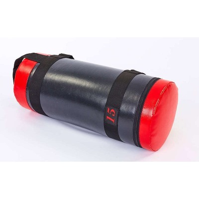 Мешок для кроссфита и фитнеса UR FI-6574-15 (PVC, нейлон, вес 15кг, р-р 56x22см, черный-красный)