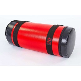 Мешок для кроссфита и фитнеса UR FI-6574-20 (PVC, нейлон, вес 20кг, р-р 56x22см, красный-черный)