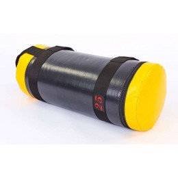 Мешок для кроссфита и фитнеса UR FI-6574-25 (PVC, нейлон, вес 25кг, р-р 56x22см, черный-желый)