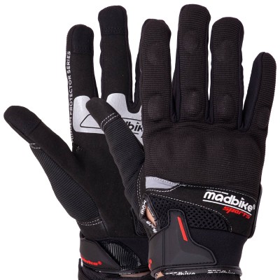 Мотоперчатки MADBIKE MAD-04-BK L-XXL черный-белый