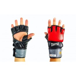 Перчатки для смешанных единоборств MMA кожаные MATSA ME-2010-R (р-р M-XL, красный-черный)