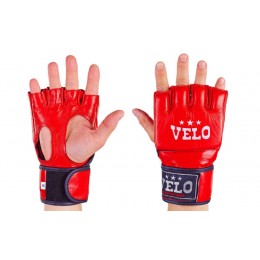 Перчатки для смешанных единоборств MMA кожаные VELO ULI-4018-R (р-р S-XL, красный)