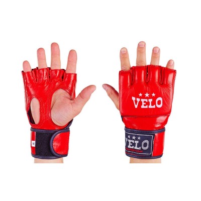 Перчатки для смешанных единоборств MMA кожаные VELO ULI-4018-R (р-р S-XL, красный)