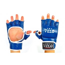 Перчатки для смешанных единоборств MMA кожаные VELO ULI-4020-B (р-р S-XL, синий)