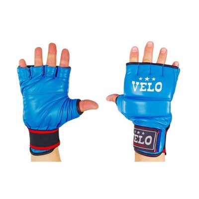 Перчатки для смешанных единоборств MMA кожаные VELO ULI-4023-B (р-р S-XL, синий)