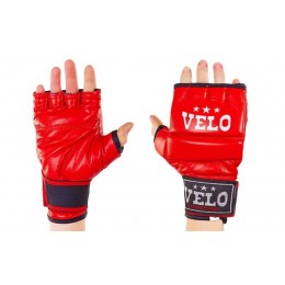 Перчатки для смешанных единоборств MMA кожаные VELO ULI-4023-R (р-р S-XL, красный)