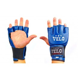 Перчатки для смешанных единоборств MMA кожаные VELO ULI-4024-B (р-р S-XL, синий)