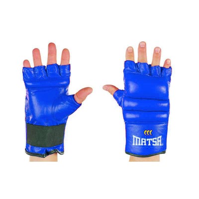 Перчатки боевые Full Contact Кожа MATSA ME-0158-B (р-р S-XL, синий)