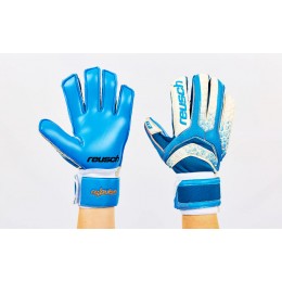 Перчатки вратарские с защитными вставками на пальцы FB-873-3 REUSCH (PVC, р-р 8-10, голубой-белый)