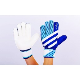 Перчатки вратарские с защитными вставками на пальцы FB-893-1 (PVC,р-р 8-10, голубой-синий-белый)