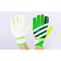 Перчатки вратарские с защитными вставками на пальцы FB-893-2 (PVC,р-р 8-10, салатовый-зелен-белый)