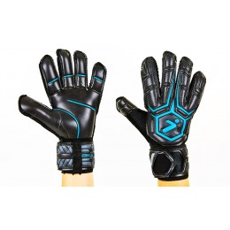 Перчатки вратарские с защитными вставками на пальцы STORELLI FB-905-1 (PVC, р-р 8-10, черный-синий)