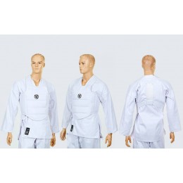Защита корпуса (жилет) для каратэ детская WKF MA-6244 (PU, р-р XXS-M 4-10лет, белый)