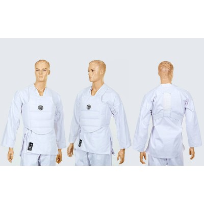 Защита корпуса (жилет) для каратэ детская WKF MA-6244 (PU, р-р XXS-M 4-10лет, белый)