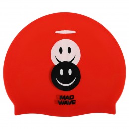 Силиконовая шапочка для плавания MadWave Junior EMOJI M057308 красный