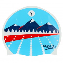 Силиконовая шапочка для плавания SPEEDO SLOGAN PRINT 808385B956 LIGHT ADRIATIC голубой