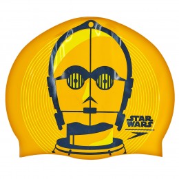 Силиконовая шапочка для плавания SPEEDO SLOGAN PRINT Star Wars C3PO оранжевый-черный