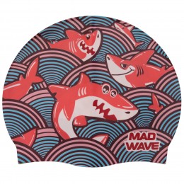 Силиконовая шапочка для плавания MadWave Junior SHARKY M057911