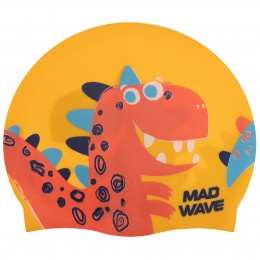 Силиконовая шапочка для плавания MadWave Junior DINO M057916 - яркий дизайн для юных спортсменов