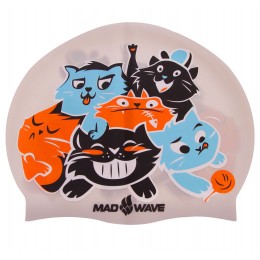 Детская силиконовая шапочка для плавания MadWave CATS M057810 - стиль и комфорт