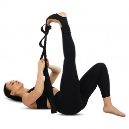 Лента стропа с петлями для растяжки STRETCHING STRAP EZOUS I-01 8 петель черный