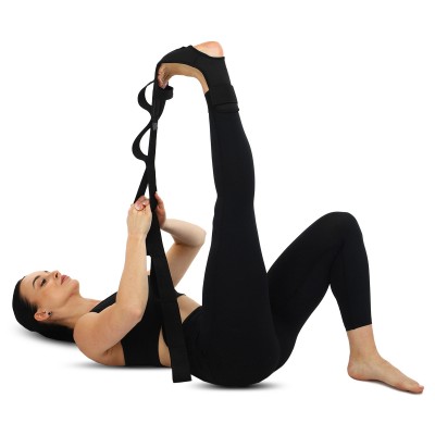 Лента для растяжки STRETCHING STRAP EZOUS I-01 (8 петель, черная)
