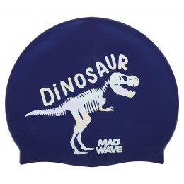 Шапочка для плавания силиконовая MadWave Junior DINOSAUR M057307 темно-синяя