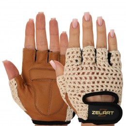 Перчатки для фитнеса Zelart SB-161966 S-L бежевый-коричневый – идеальные для тренировок и защиты рук
