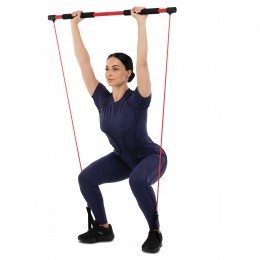 Палка гимнастическая с эспандерами Gym Stick для фитнеса Sport Trade F-932 1м черный-красный