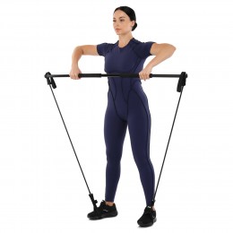 Палка гимнастическая с эспандерами Gym Stick для фитнеса Sport Trade FI-4412 1,3м черный
