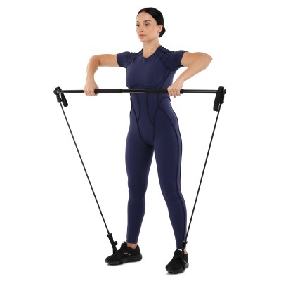Палка гимнастическая с эспандерами Gym Stick 1,3м для фитнеса