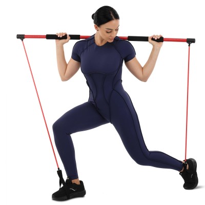 Палка гимнастическая с эспандерами Gym Stick Sport Trade F-931 1,3м черный-красный