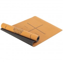 Коврик для йоги Пробковый каучуковый двухслойный Yoga mat Record FI-7156-10 183x61мx0.4cм коричневый