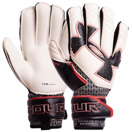 Перчатки вратарские с защитными вставками на пальцы UNDER ARMOUR FB-883-3 (PVC, р-р 9-10, белый-серый)