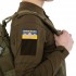 Шеврон патч на липучке "Флаг Украины с гербом UKRAINE" TY-9924 серый-желтый-голубой
